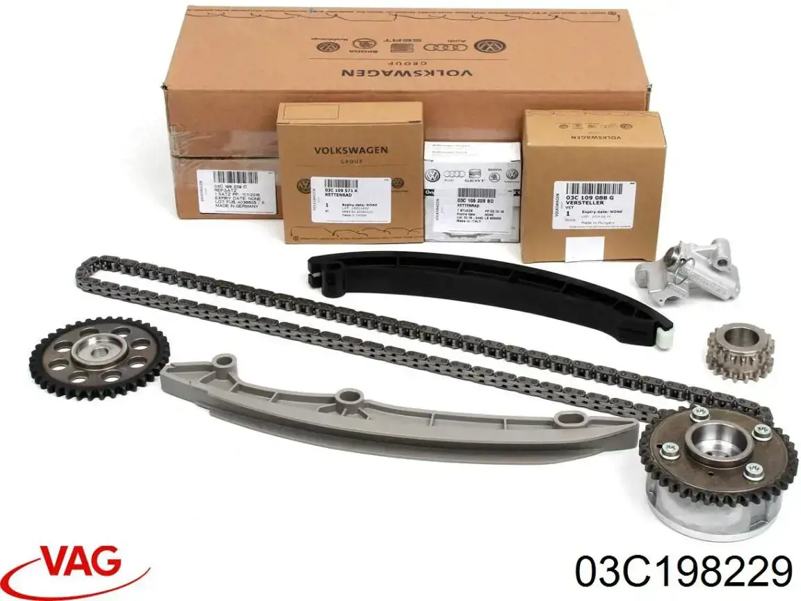 Łańcuch rozrządu, zestaw VAG 03C198229