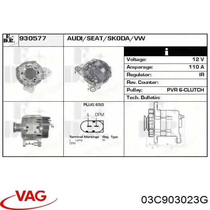 Do koszyka 03C903023G VAG Alternator