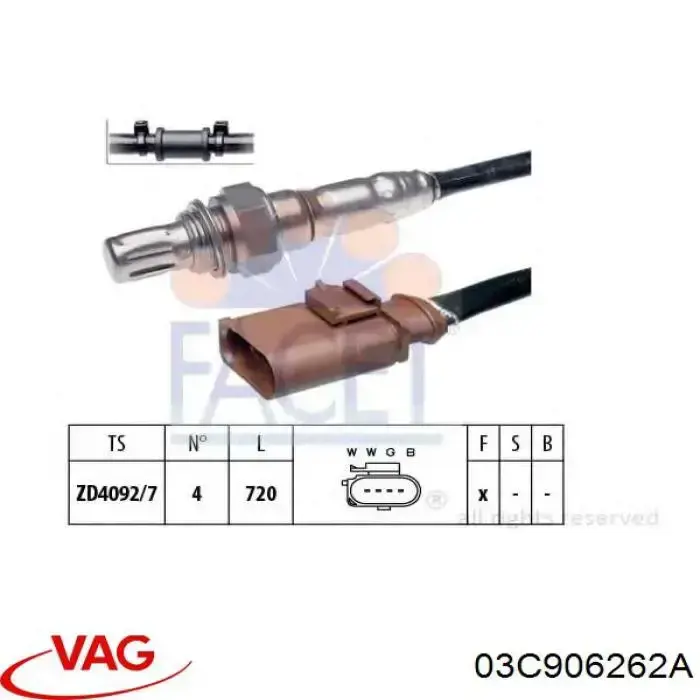 Sonda lambda czujnik tlenu przed katalizatorem VAG 03C906262A cena, od 108,96 USD