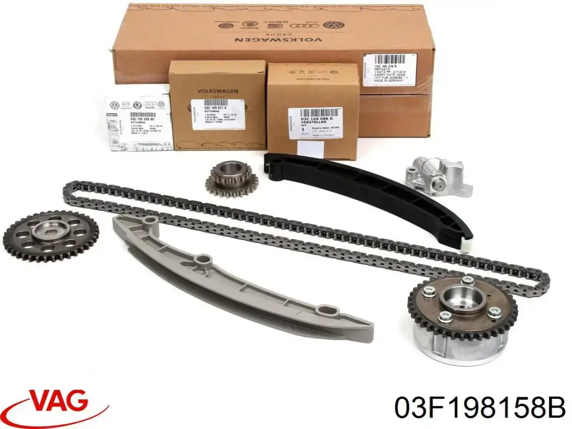 Łańcuch rozrządu, zestaw 03F198158B VAG