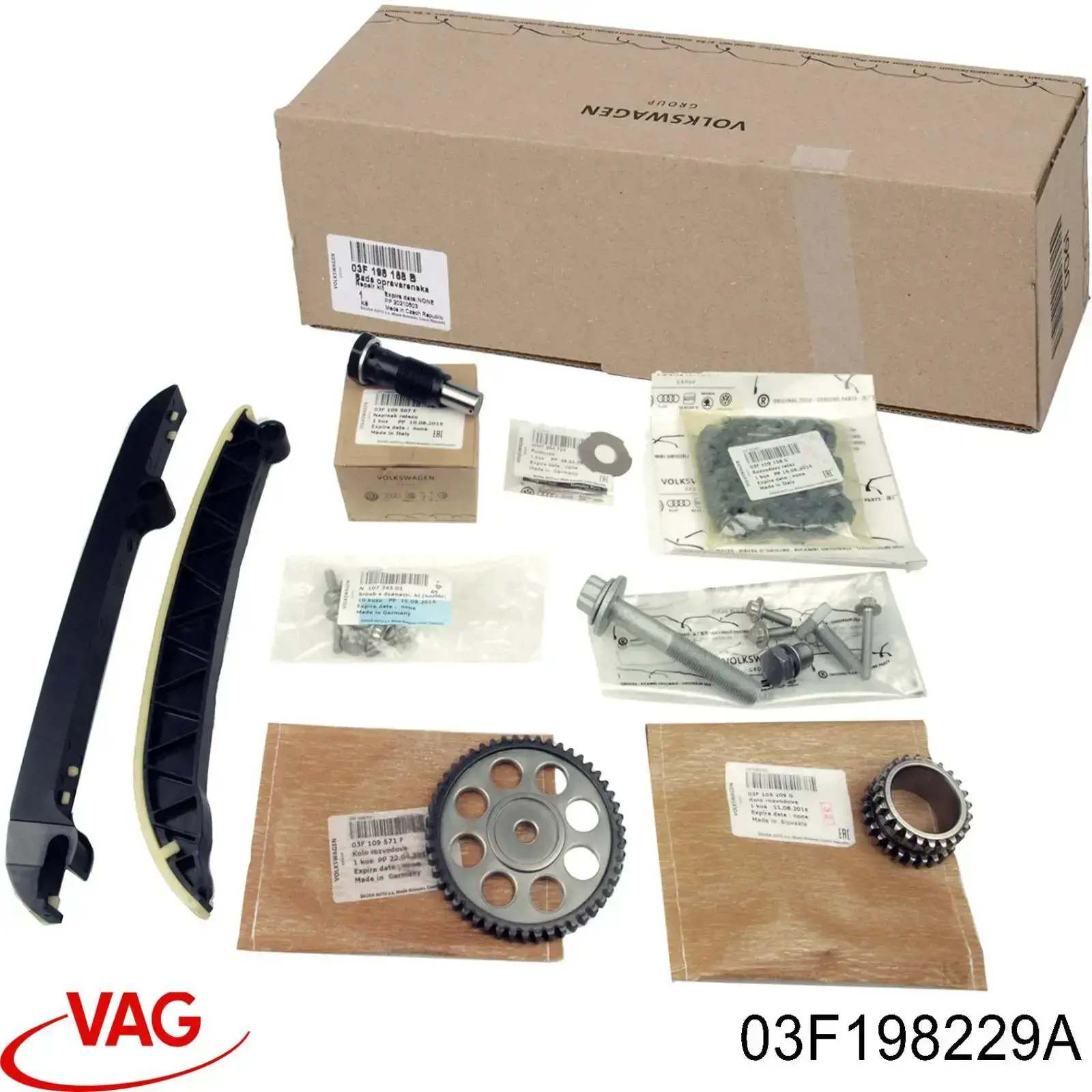 Łańcuch rozrządu, zestaw VAG 03F198229A cena, od 132,46 USD