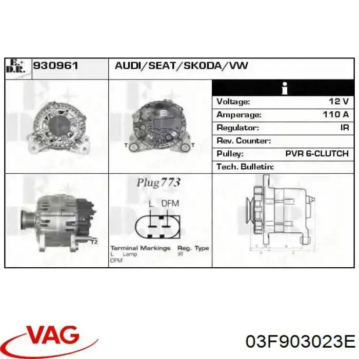 Alternator VAG 03F903023E cena, od 184,07 USD