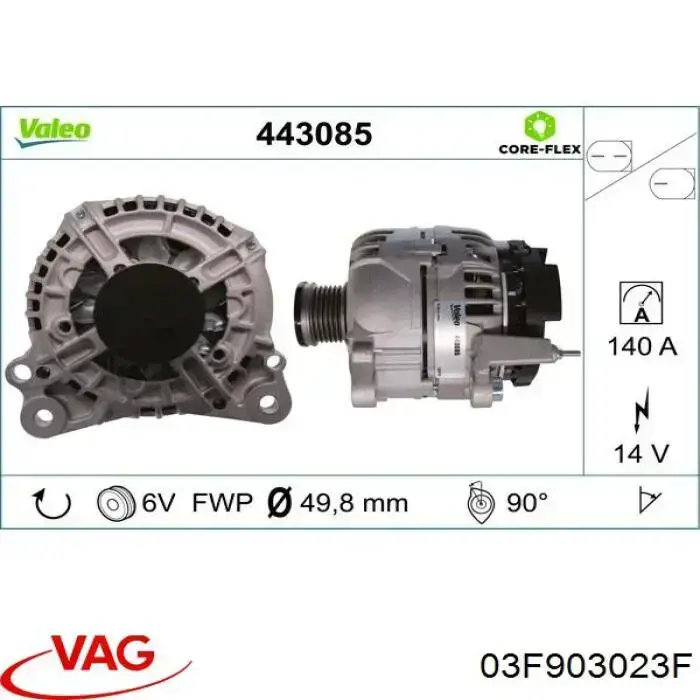 Do koszyka 03F903023F VAG Alternator
