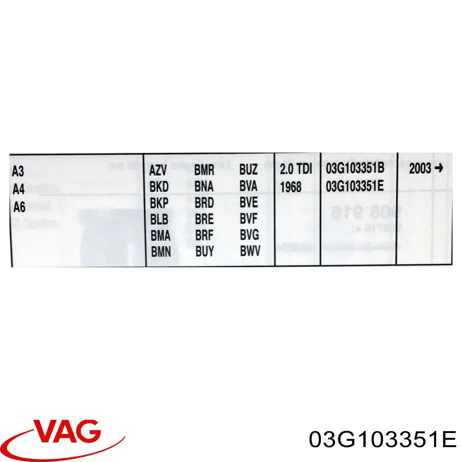 03G103351E VAG Głowica cylindrów