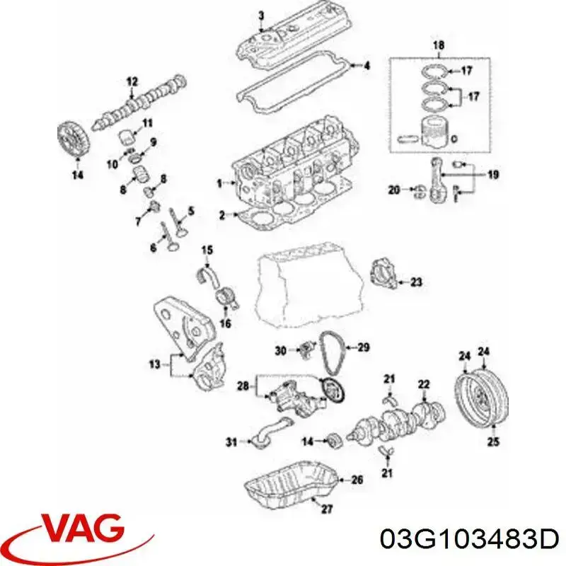 Uszczelka pokrywy zaworowej silnika VAG 03G103483D cena, od 15,85 USD