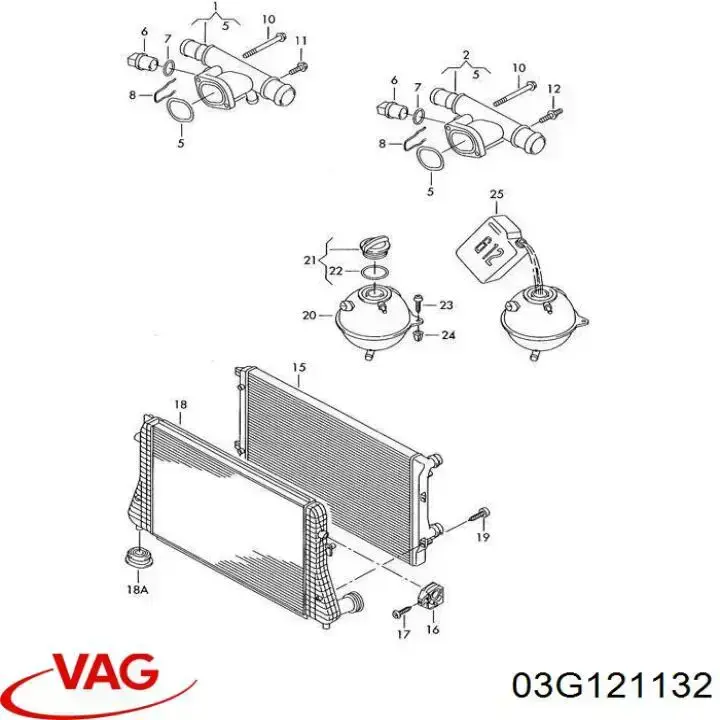 03G121132 VAG Kołnierz układu chłodzenia (trójnik)