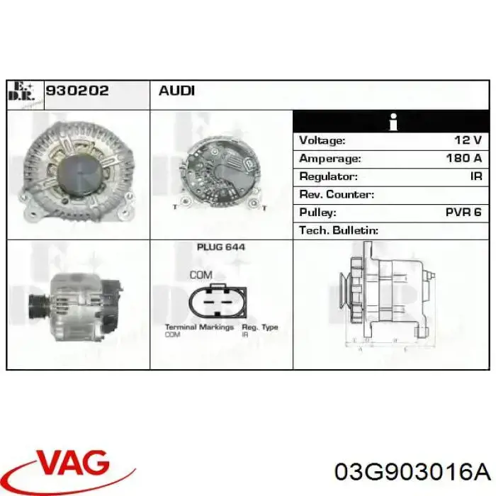 Alternator 03G903016A VAG
