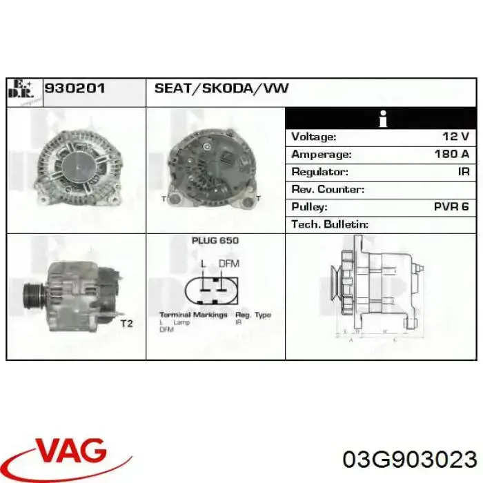Alternator VAG 03G903023 cena, od 119,30 USD