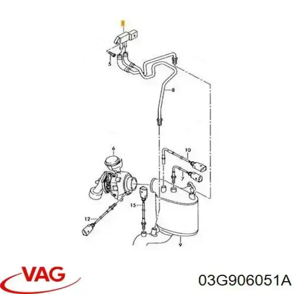 Czujnik ciśnienia spalin VAG 03G906051A cena, od 16,80 USD