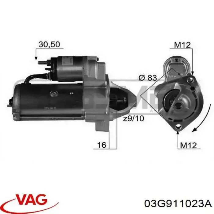 Rozrusznik VAG 03G911023A cena, od 80,02 USD