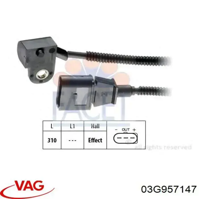 Do koszyka 03G957147 VAG Czujnik położenia wałka rozrządu