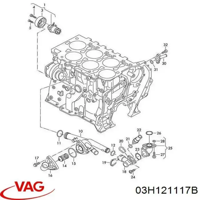 03H121117B VAG obudowa termostatu