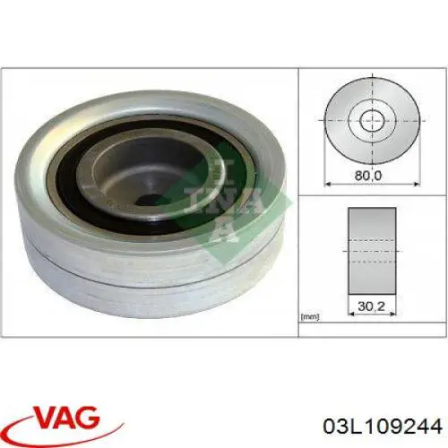 Do koszyka 03L109244 VAG Rolka prowadząca kierunkowa paska rozrządu