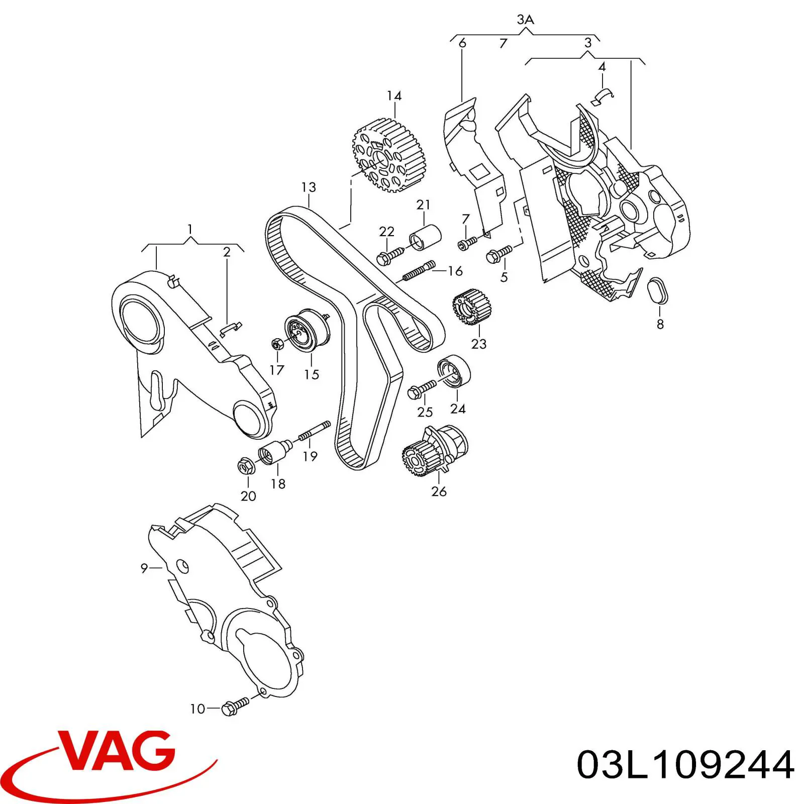 Rolka prowadząca kierunkowa paska rozrządu VAG 03L109244