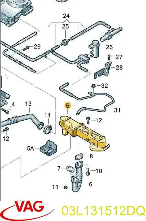 03L131512DQ VAG chłodnica układu recyrkulacji spalin egr