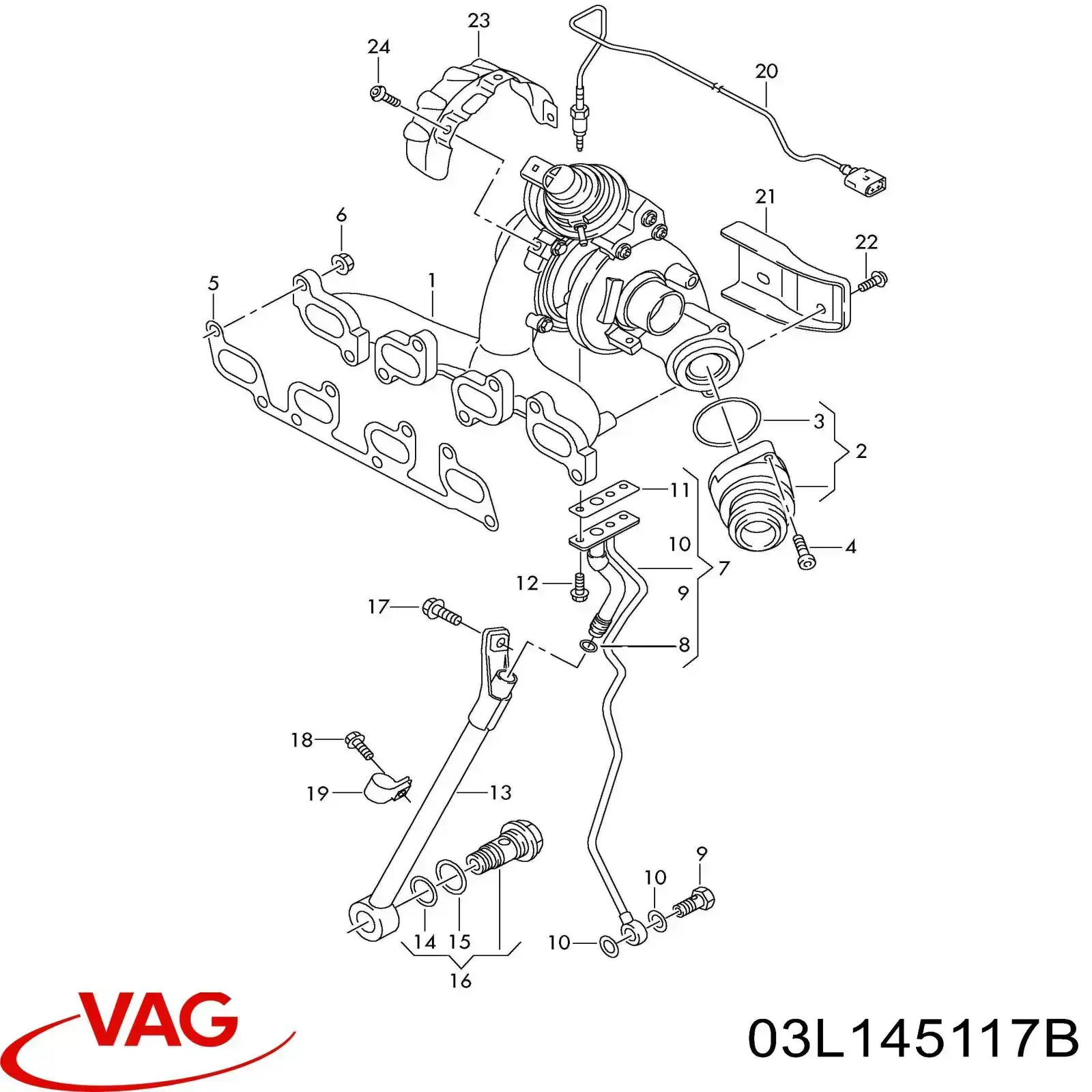 03L145117B VAG Uszczelka turbiny spalin, wylot