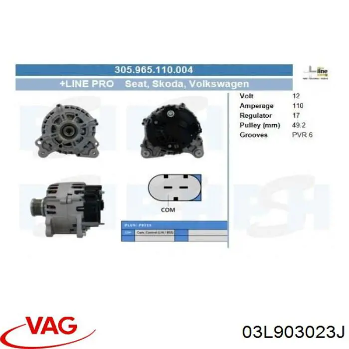 Alternator 03L903023J VAG