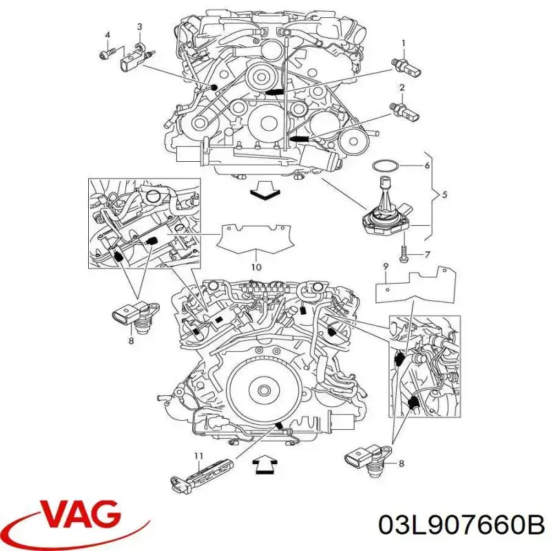 Czujnik poziomu oleju silnikowego VAG 03L907660B cena, od 65,82 USD