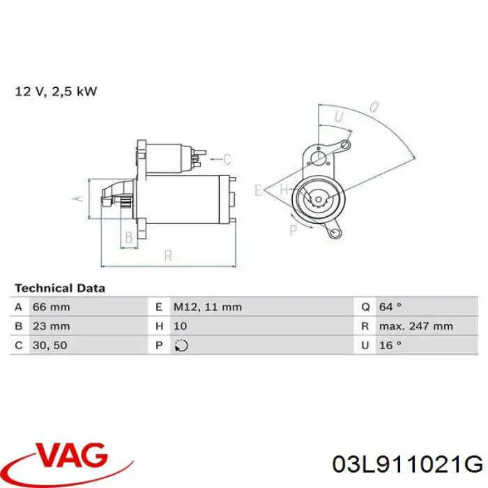 Rozrusznik VAG 03L911021G cena, od 46,35 USD