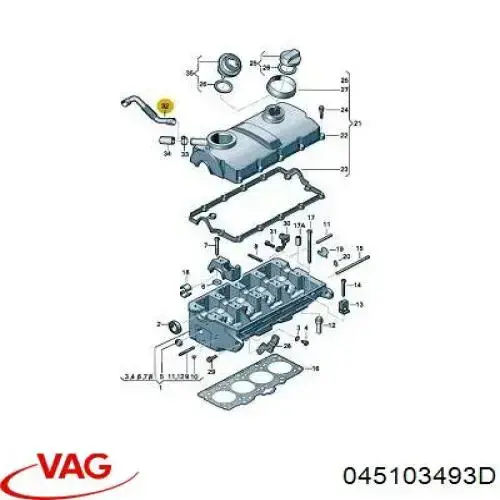 Króciec wentylacji kadłuba (separatora oleju) VAG 045103493D cena, od 17,89 USD