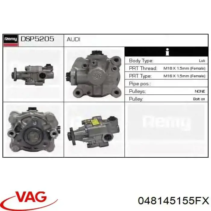 Do koszyka 048145155FX VAG Pompa wspomagania hydraulicznego kierownicy