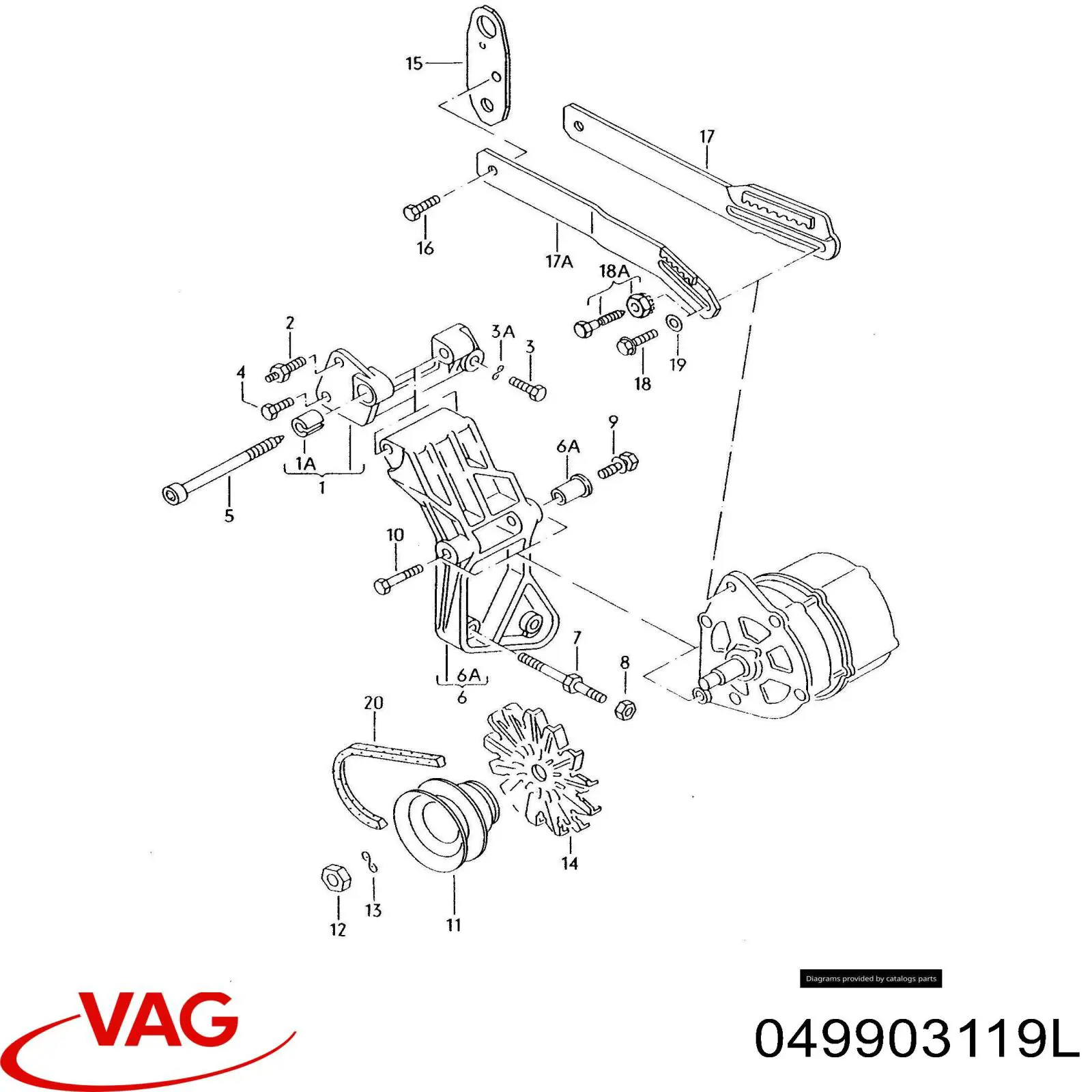 Koło pasowe alternatora VAG 049903119L cena, od 12,66 USD