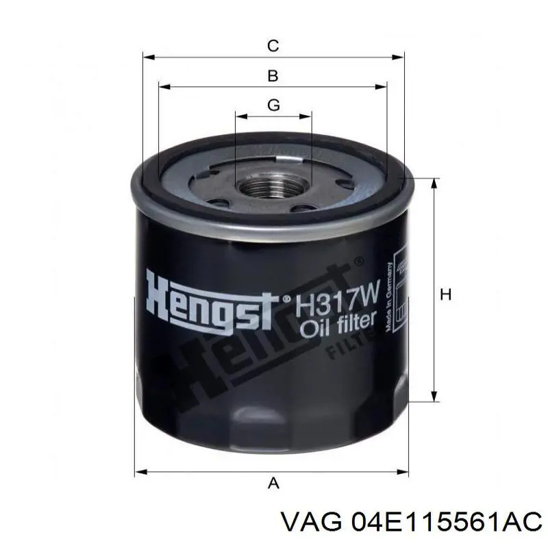 Filtr oleju VAG 04E115561AC cena, od 7,80 USD