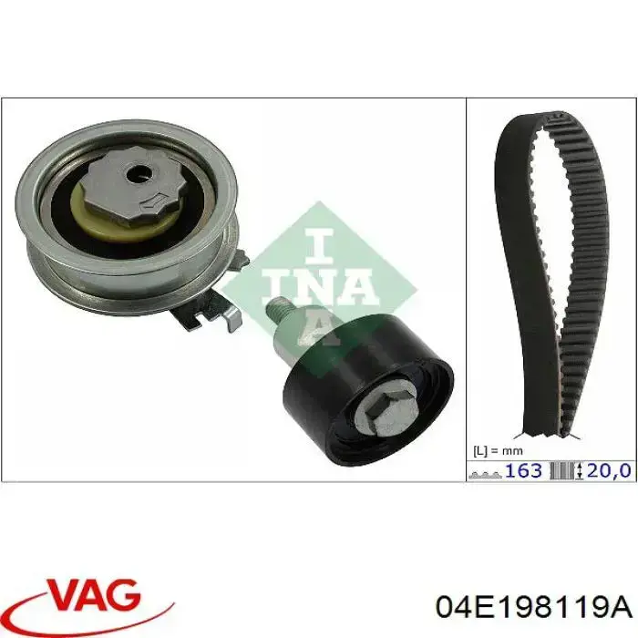 Pasek rozrządu, zestaw VAG 04E198119A cena, od 92,08 USD