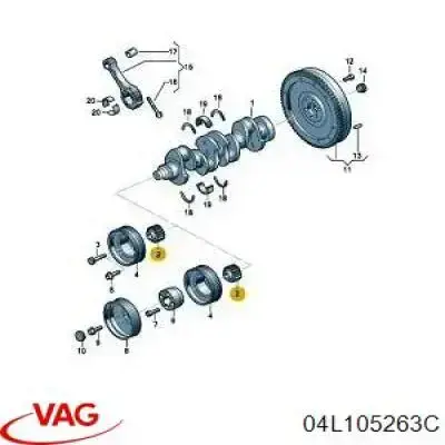 Koło zębate walcowe napędu wałka rozrządu VAG 04L105263C cena, od 44,27 USD