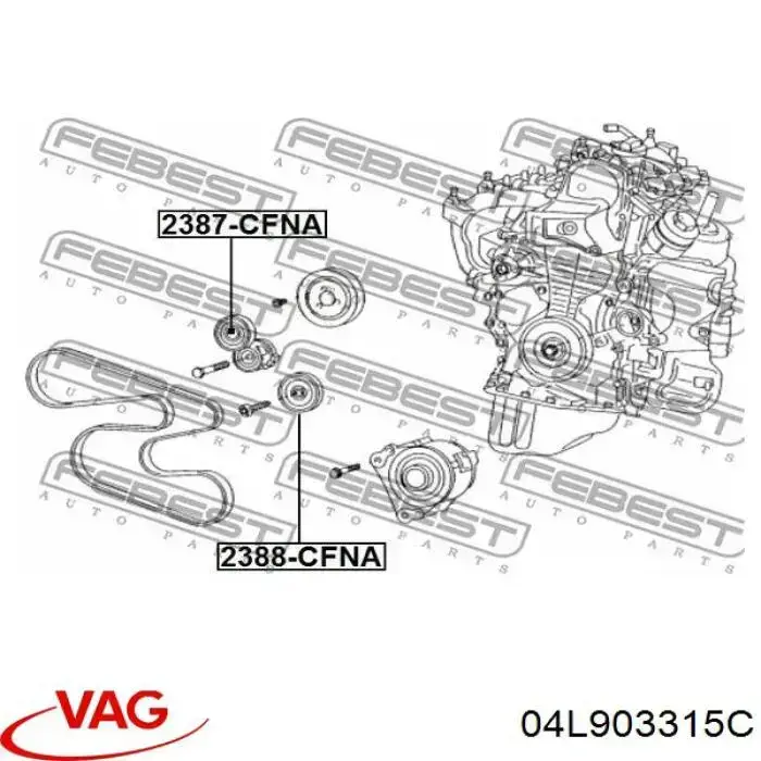 Pasek napędowy mechanizmów, zestaw VAG 04L903315C cena, od 62,99 USD