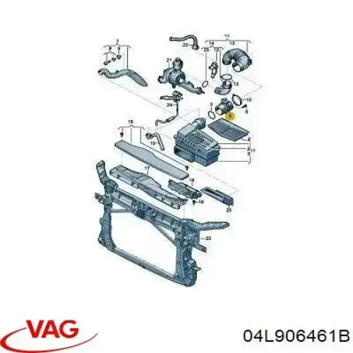 04L906461B VAG Czujnik przepływu powietrza, przepływomierz powietrza M.A.F.