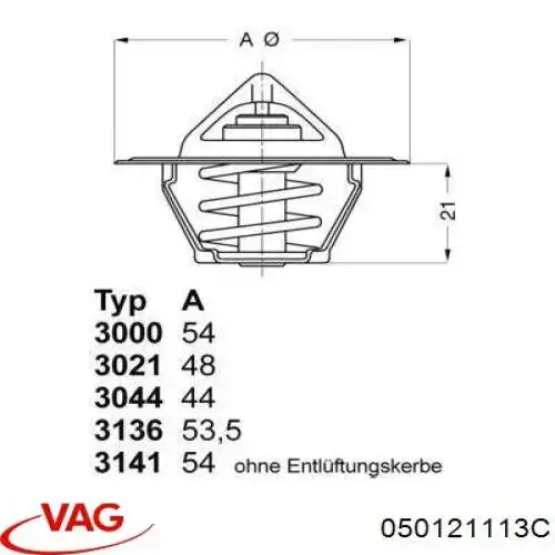 Termostat 050121113C VAG
