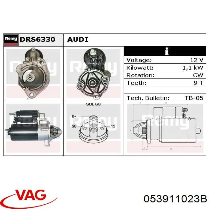 Rozrusznik 053911023B VAG