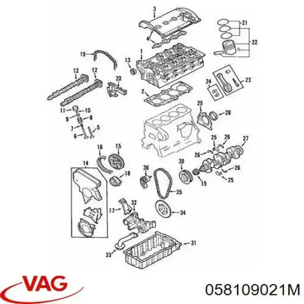 Wał rozrządu silnika ssący, dolotowy VAG 058109021M cena, od 74,73 USD