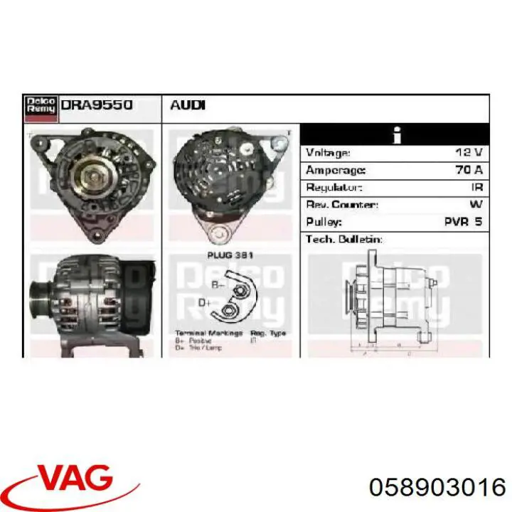 Alternator VAG 058903016