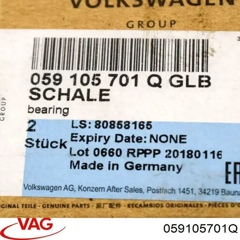 Panewki korbowodowe wału korbowego, zestaw, standardowe (STD) VAG 059105701Q cena, od 105,09 USD