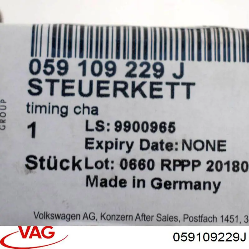 Łańcuch rozrządu VAG 059109229J cena, od 93,36 USD