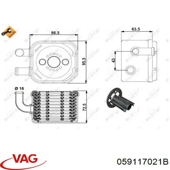 059117021B VAG Chłodnica oleju, pod filtrem