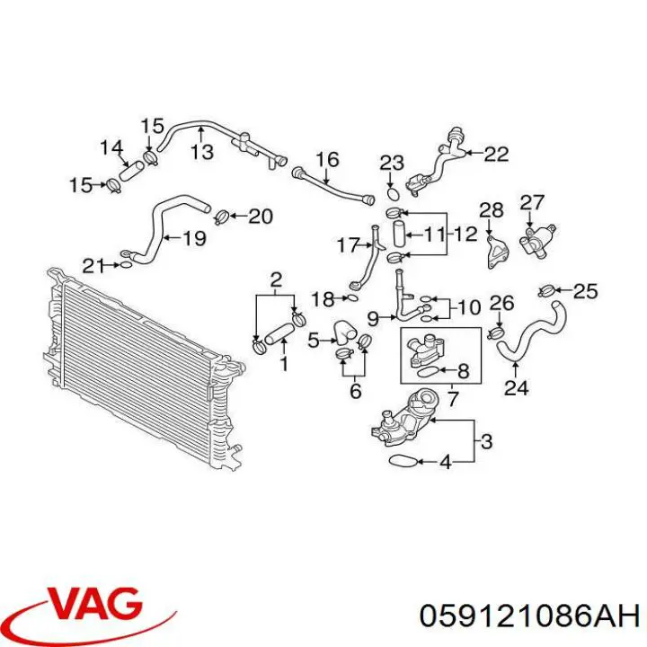 Przewód (króciec) układu chłodzenia VAG 059121086AH cena, od 106,78 USD