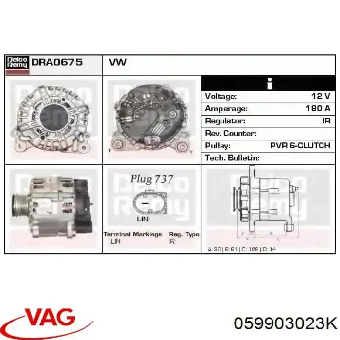 Alternator VAG 059903023K cena, od 480,03 USD