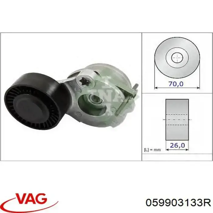 Napinacz paska napędowego VAG 059903133R cena, od 63,21 USD
