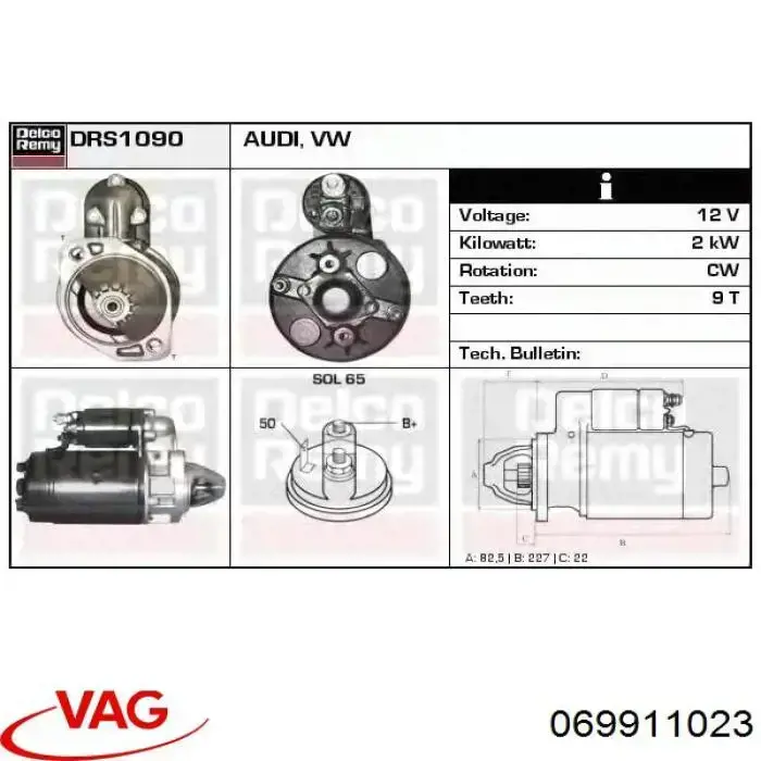 Rozrusznik VAG 069911023 cena, od 120,87 USD