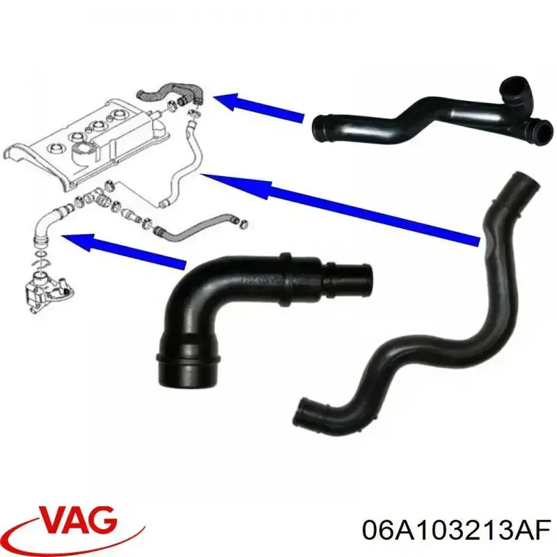 Króciec wentylacji kadłuba (separatora oleju) VAG 06A103213AF cena, od 13,49 USD