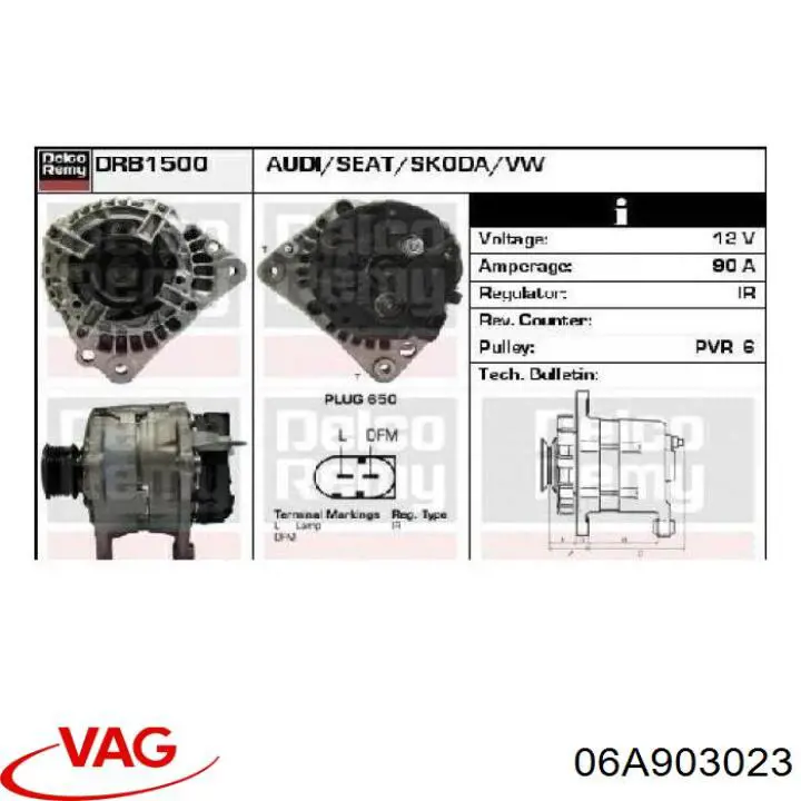 Do koszyka 06A903023 VAG Alternator