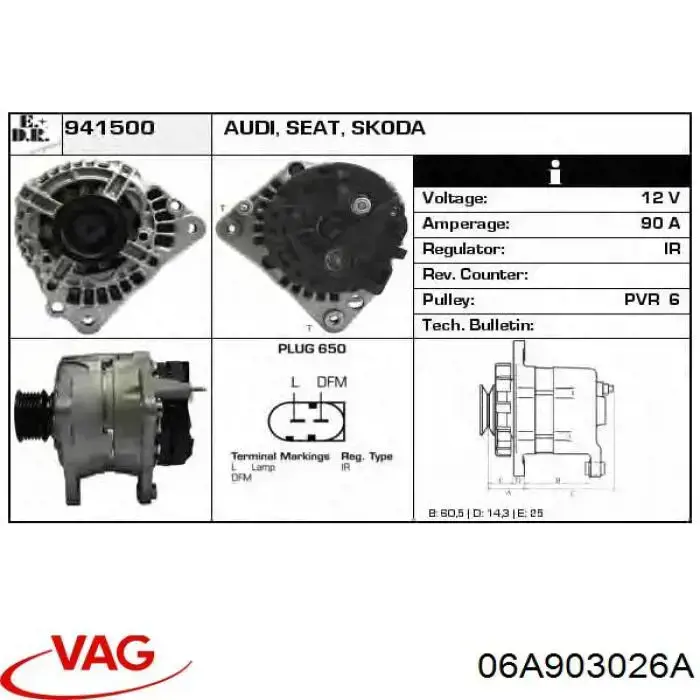 Alternator VAG 06A903026A cena, od 78,63 USD