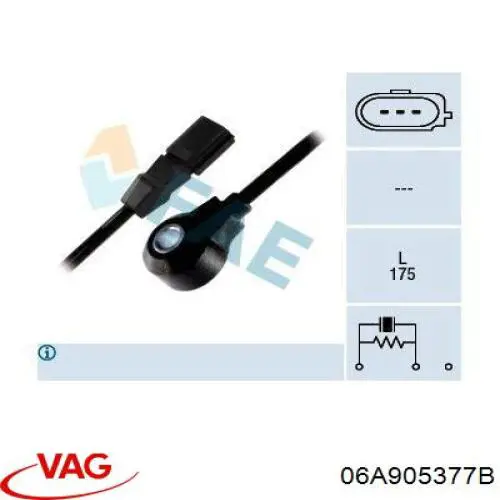 Czujnik stukowy (czujnik spalania stukowego) VAG 06A905377B cena, od 42,63 USD