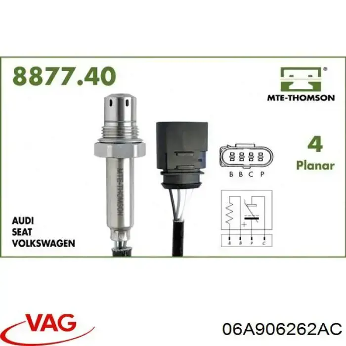 Do koszyka 06A906262AC VAG Sonda lambda czujnik tlenu po katalizatorze