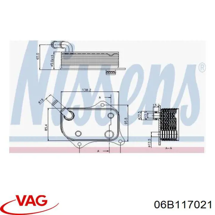 Chłodnica oleju, pod filtrem VAG 06B117021 cena, od 49,44 USD