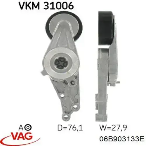 Napinacz paska napędowego VAG 06B903133E cena, od 66,38 USD