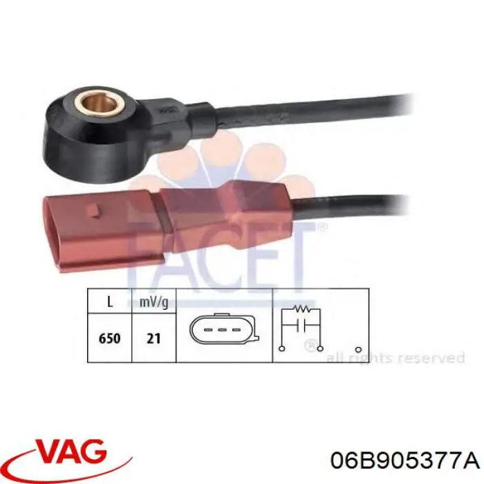 Czujnik stukowy (czujnik spalania stukowego) VAG 06B905377A cena, od 49,05 USD